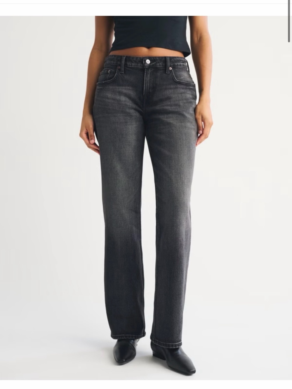 Abercrombie Baggy Low Rise Curve Love Jeans - Washed Black